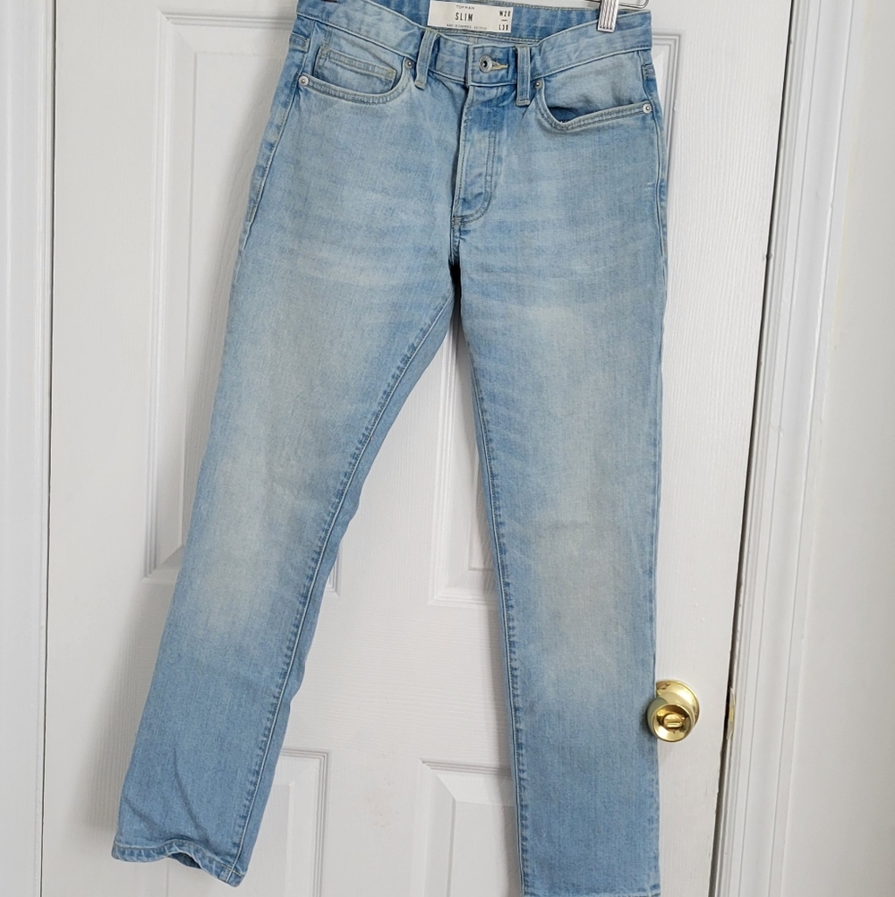 Topman Light Wash Straight Jeans